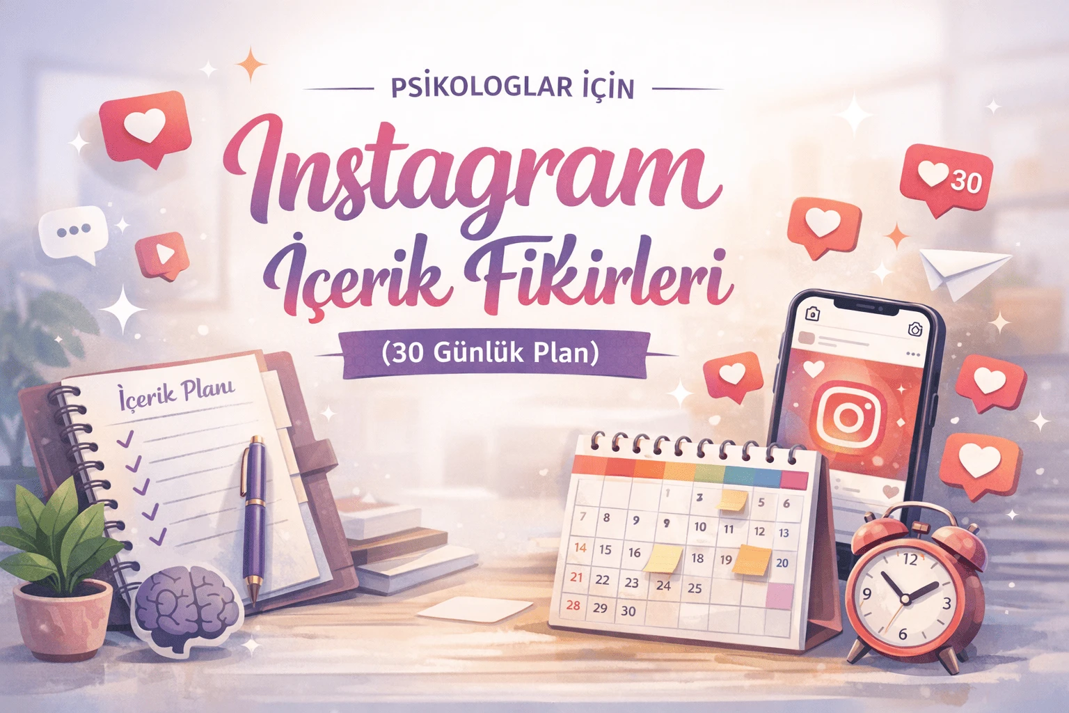 Psikologlar İçin Instagram İçerik Fikirleri (30 Günlük Plan)
