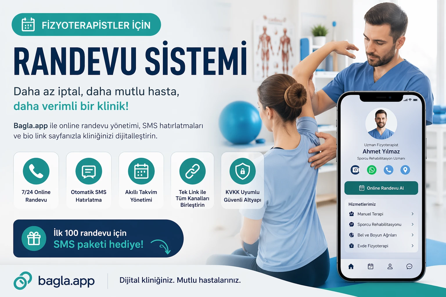 Fizyoterapistler İçin Online Randevu Sistemi Rehberi: Bagla.app ile Dijital Dönüşüm