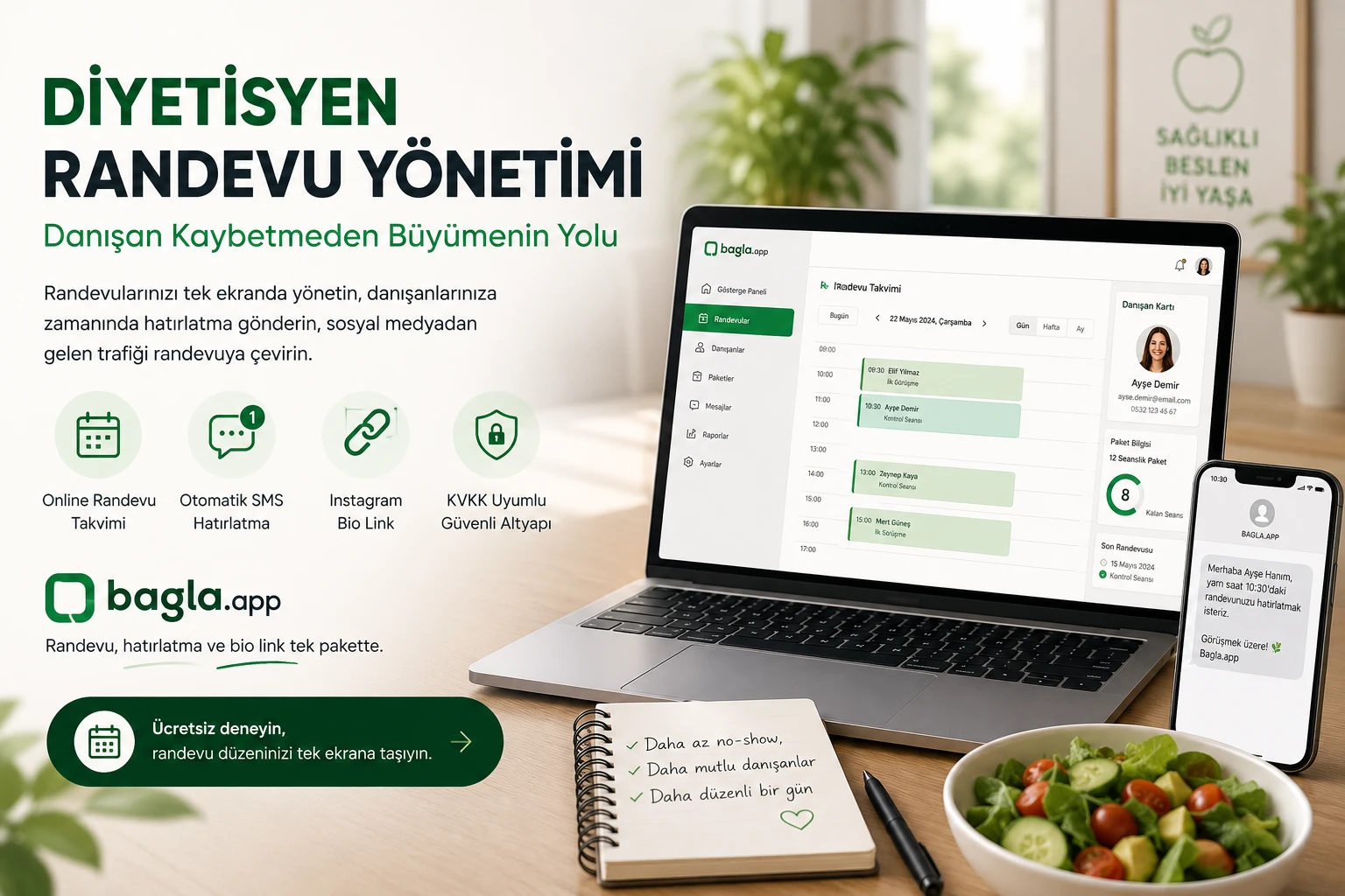 Diyetisyen Randevu Yönetimi: Danışan Kaybetmeden Büyümenin Yolu