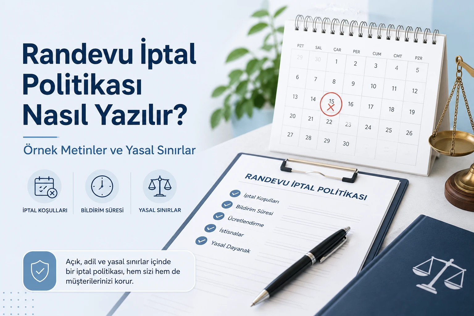 Randevu İptal Politikası Nasıl Yazılır? Örnek Metinler ve Yasal Sınırlar